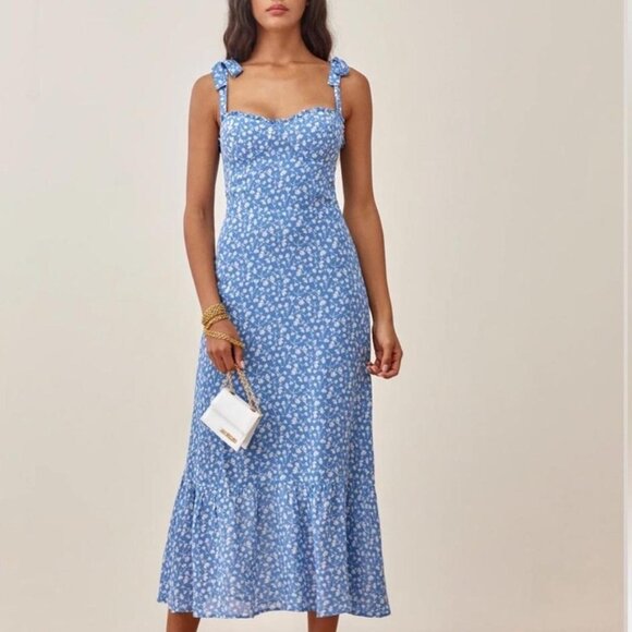 Reformation Dresses & Skirts - Reformation Blue Floral Midi Dress